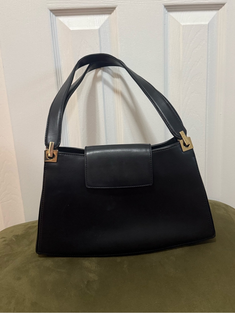Vintage Nine West Black Shoulder Bag Gold Hardware Y2K